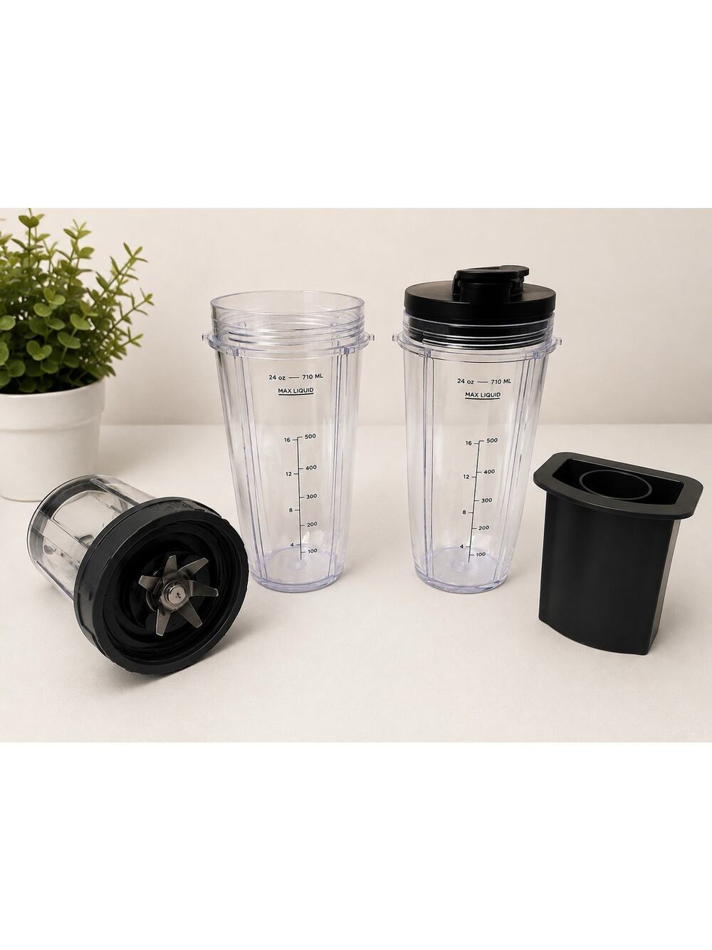 Ninja Blender Replacement Parts Lot 2 Cups Blade Assembly Lid 24oz